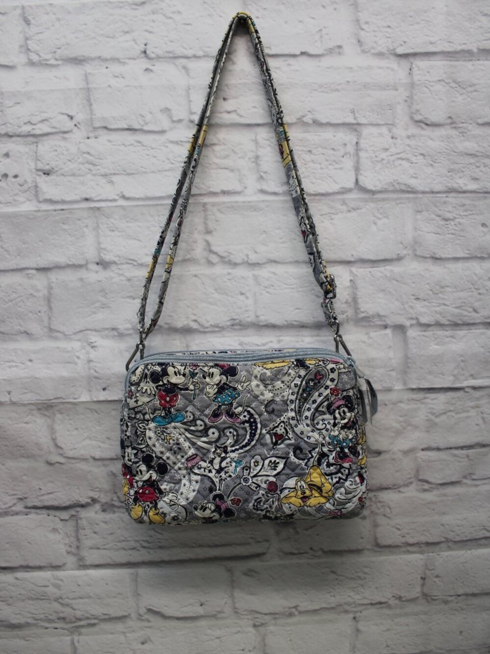 Vera Bradley Disney Mickey Piccadilly Paisley Quilted Cotton Crossbody Bag Purse